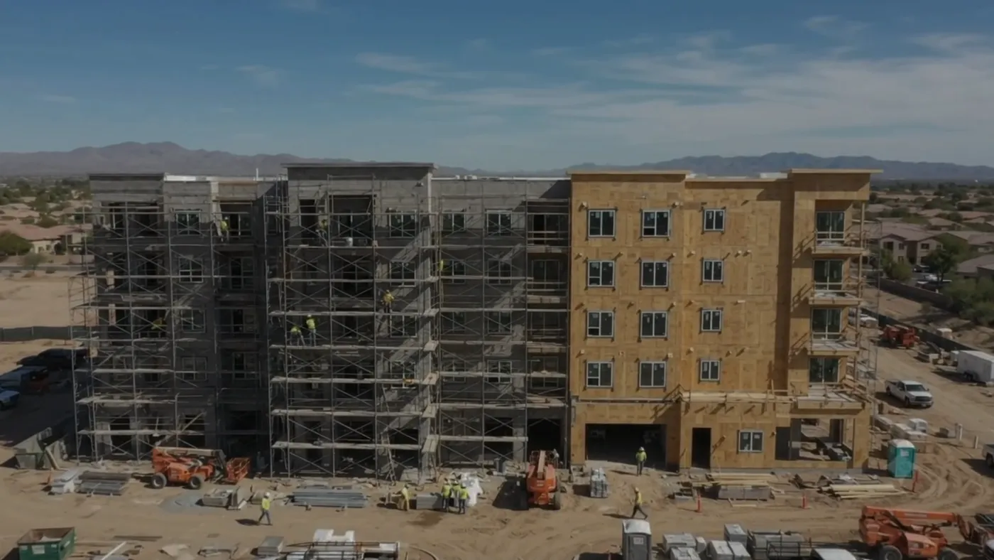 Multifamily construction in progress — brand film still